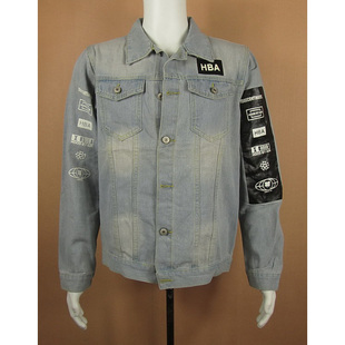 牛仔衣夹克外套男烫印LOGO做旧se水洗修身青春靓仔款Y102/2483*13