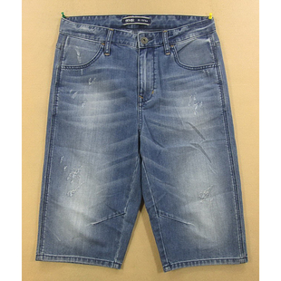 欧版 做旧se水洗柔软舒适修身 款 牛仔中裤 244 男 T403 七分裤