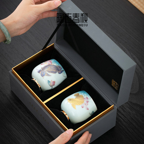 轻奢陶瓷主人杯功夫茶具茶杯个人专用品茗杯单杯茶道杯子高档礼盒