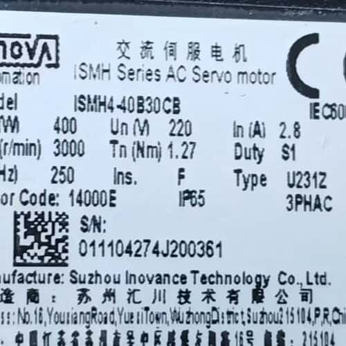 议价汇川伺服电机 ISMH1-40B30CB-u231z，下可维修