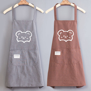 纯棉做饭定制时尚 工作服围腰 厨房防污透气薄款 棉布围裙女家用新款