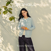 东黎托斯卡纳 5031 布包扣羊绒针织开衫 醒春 山羊绒女士圆领插肩袖