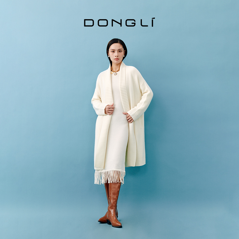 东黎山羊绒女士青果领针织开衫