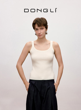 东黎山羊绒 你本珍贵-万物共生 女士秋冬方领羊绒背心打底5484