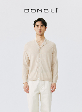 东黎山羊绒 2025新款男士精纺针织翻领开衫长袖纯色简约百搭4893