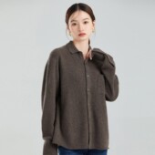 东黎•小山羊绒 21C10 翻领羊绒衬衫 秋冬中性休闲针织开衫 纯色时尚