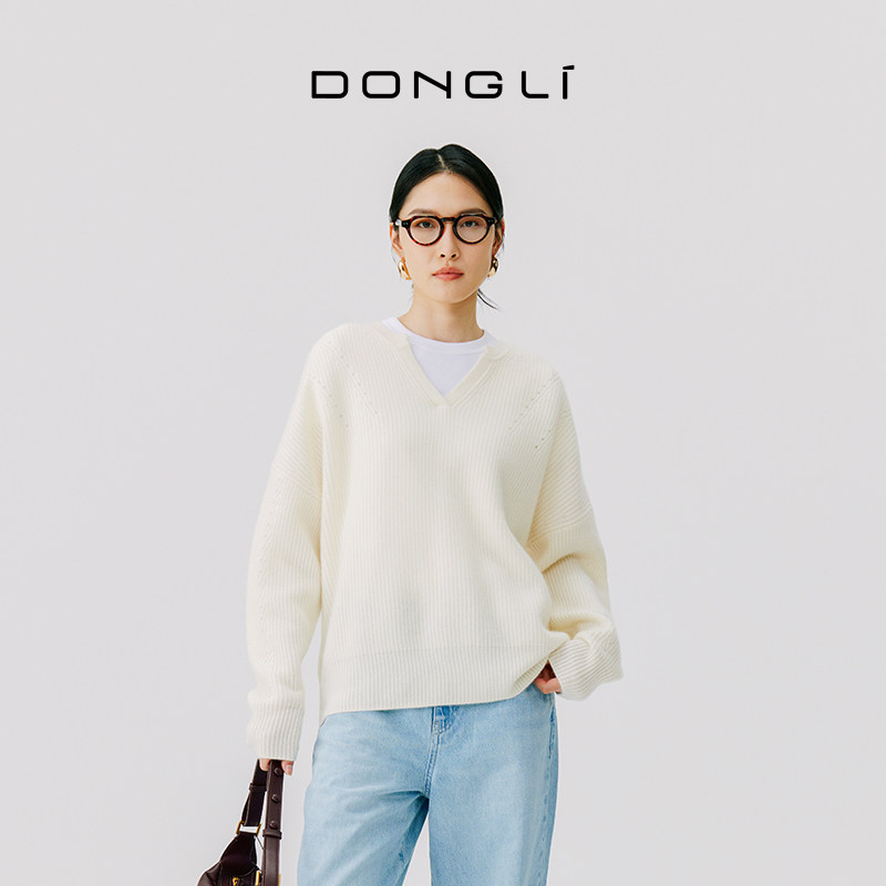 东黎溯源款 小山羊绒 秋冬女士V领套头针织衫百搭挑眼厚毛衣4727,女装/女士精品,羊绒衫,淘宝优惠券,粉丝福利购,淘宝优惠卷
