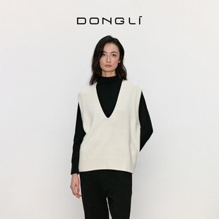 东黎山羊绒 新款女士V领针织羊绒马甲背心叠穿无袖套衫热销 3210