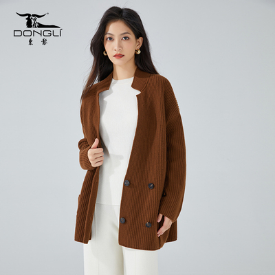 东黎长袖廓形西服领休闲开衫