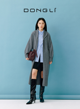 东黎小山羊绒 2025新款女士灯笼袖拉链开衫中长款加厚羊绒衫4661