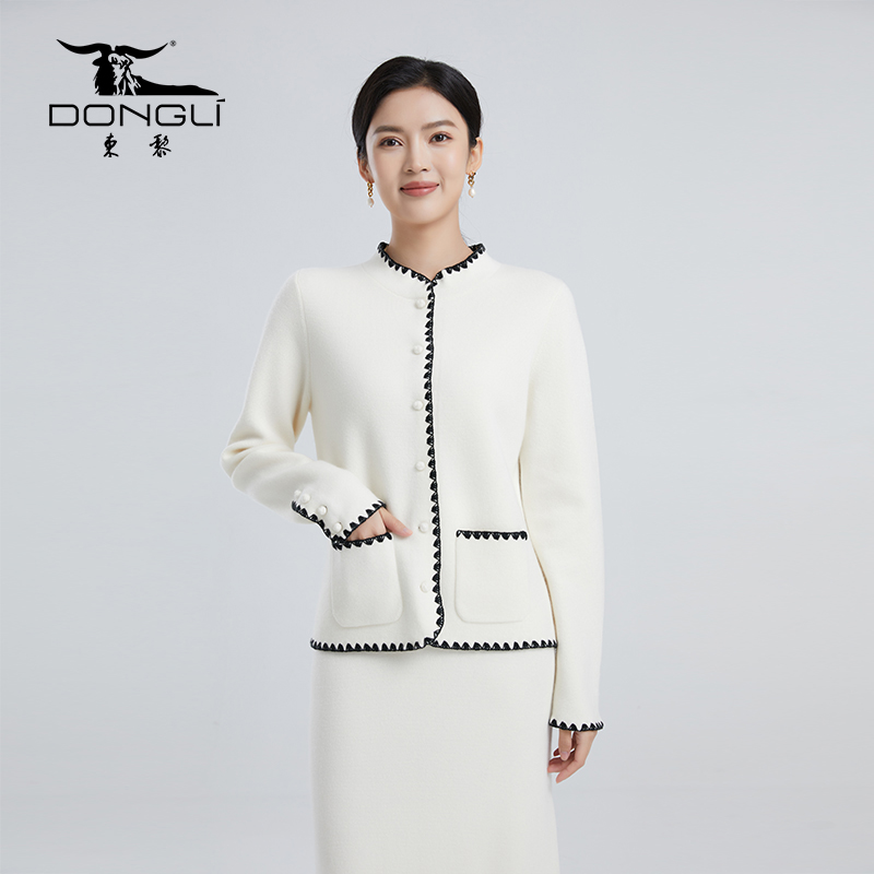 东黎新中式山羊绒提花开衫