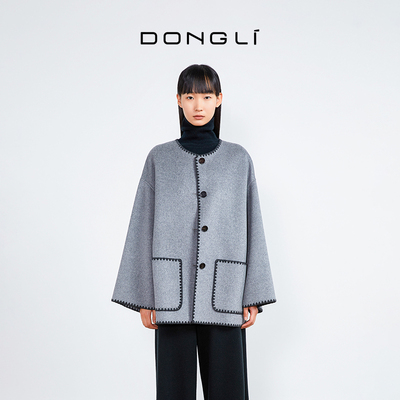 东黎小山羊绒双面绒中长款大衣