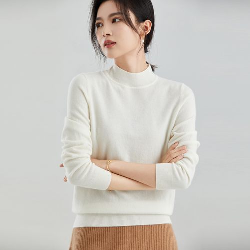 东黎小山羊绒半高领针织衫打底