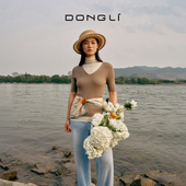 2025夏季 新款 精纺全成型V领丝绒半袖 东黎岛屿假日 T恤针织衫 4547