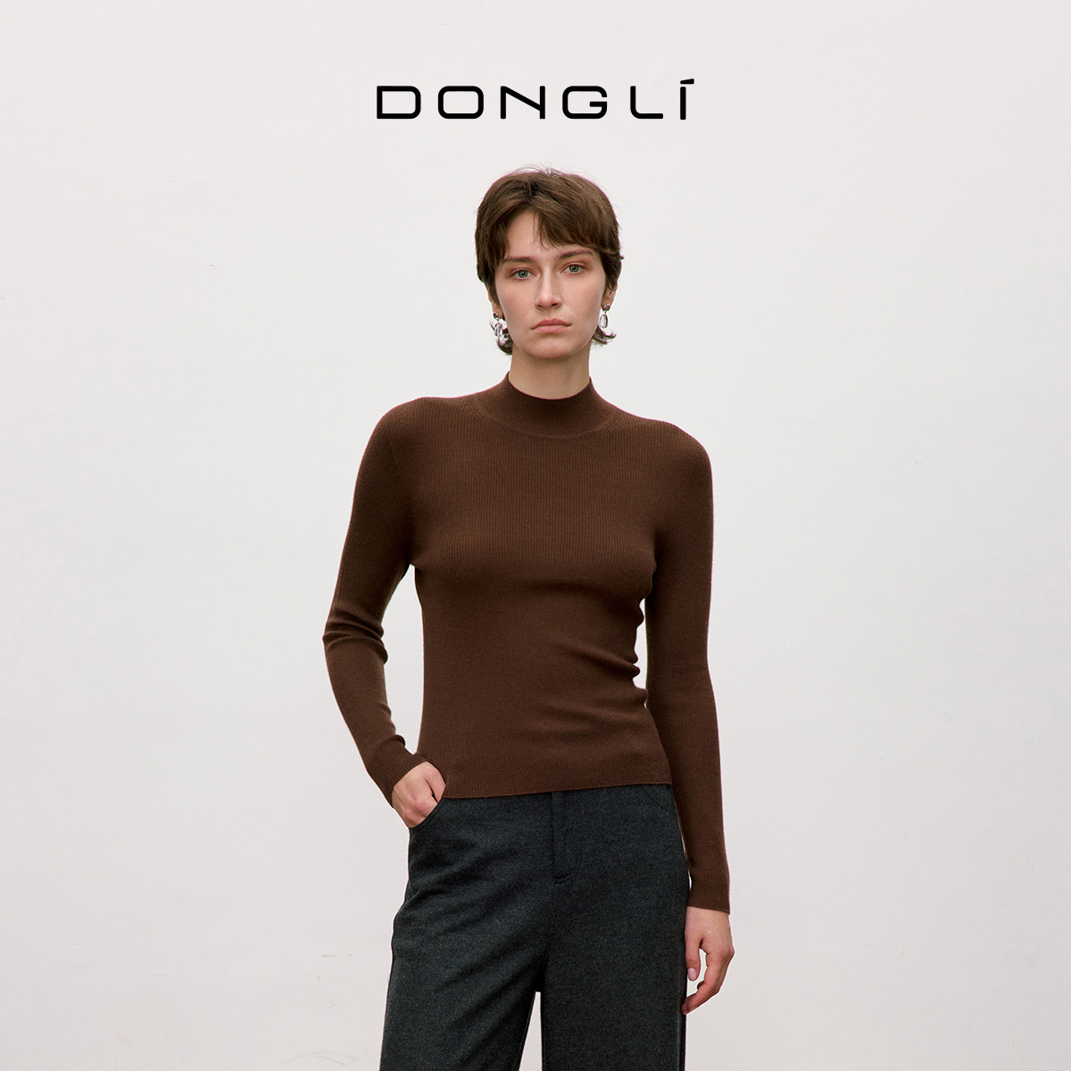 东黎山羊绒半高领长袖套衫