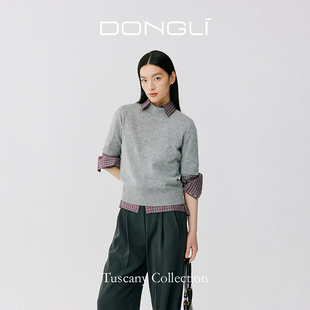 东黎托斯卡纳-梅斯的心事 春夏极简风半高领羊绒短袖套衫女5021
