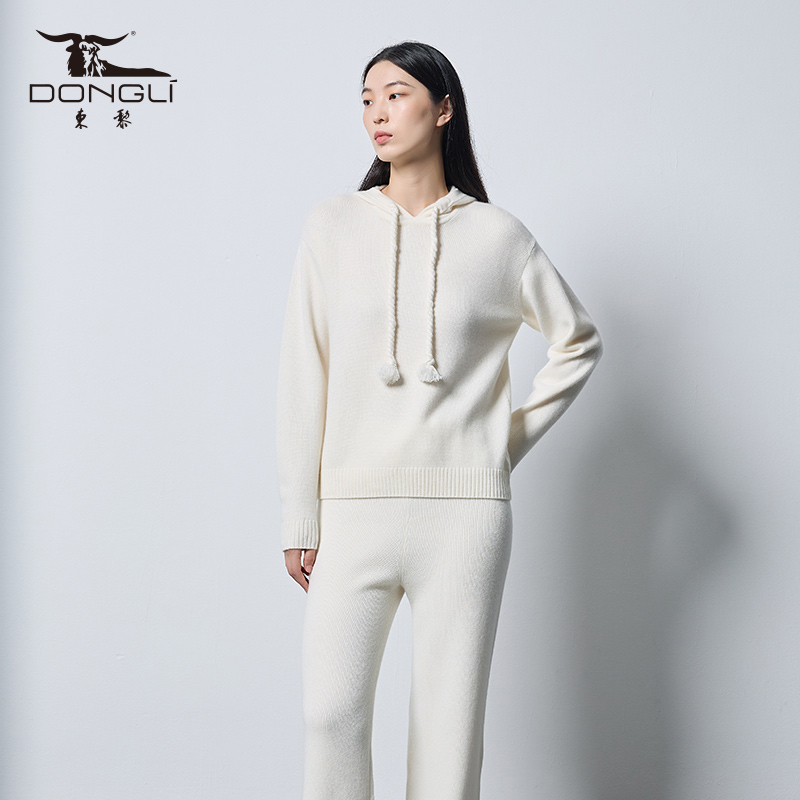 东黎山羊绒宽松连帽针织衫