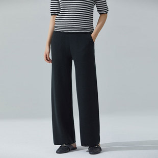 宽松直筒21T141 山羊绒女士秋冬米兰诺针织加厚休闲裤 东黎 溯源款