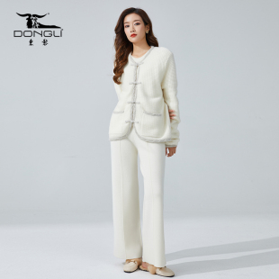 溯源款 女士圆领开衫 墨染 秋冬优雅加厚羊绒衫 3552 新中式 东黎