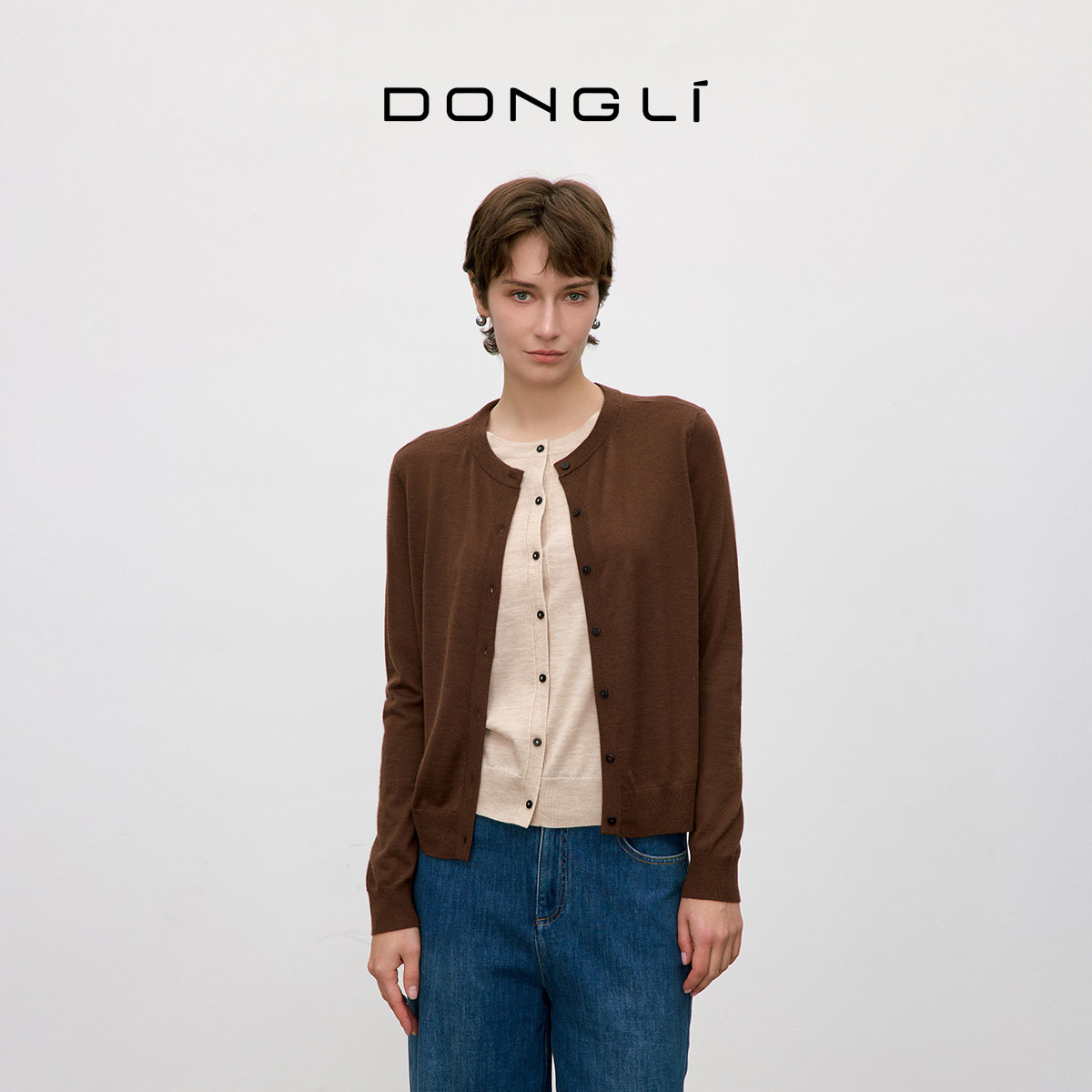 东黎 山羊绒 你本珍贵-轻盈冬日 女士撞色假两件羊绒休闲开衫5535,女装/女士精品,羊绒衫,淘宝优惠券,粉丝福利购,淘宝优惠卷