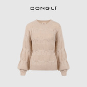 厚款 针织圆领重工绞花套头羊绒衫 毛衣21S44 女士秋冬季 东黎山羊绒