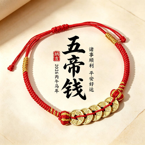 DIY手工编织五帝钱手链