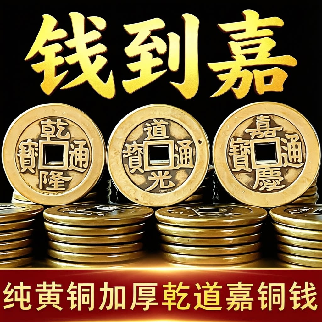 乾道嘉三代皇帝钱到家三帝钱真品乾隆道光嘉庆铜钱通宝古币听泉