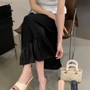 2026一字带坡跟拖鞋 坡跟防水台凉罗马凉拖 皮厚底辣妹千禧风凉拖鞋