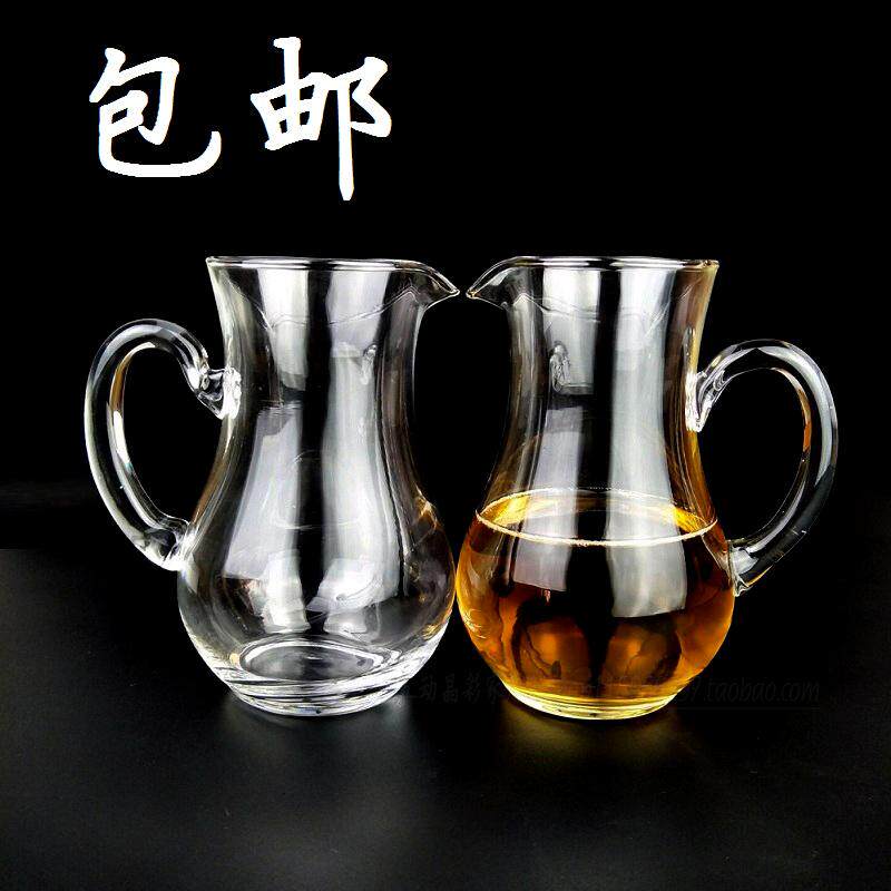 透明水晶玻璃白酒分酒壶红酒醒酒器洋酒公杯带把调酒壶小号扎壶