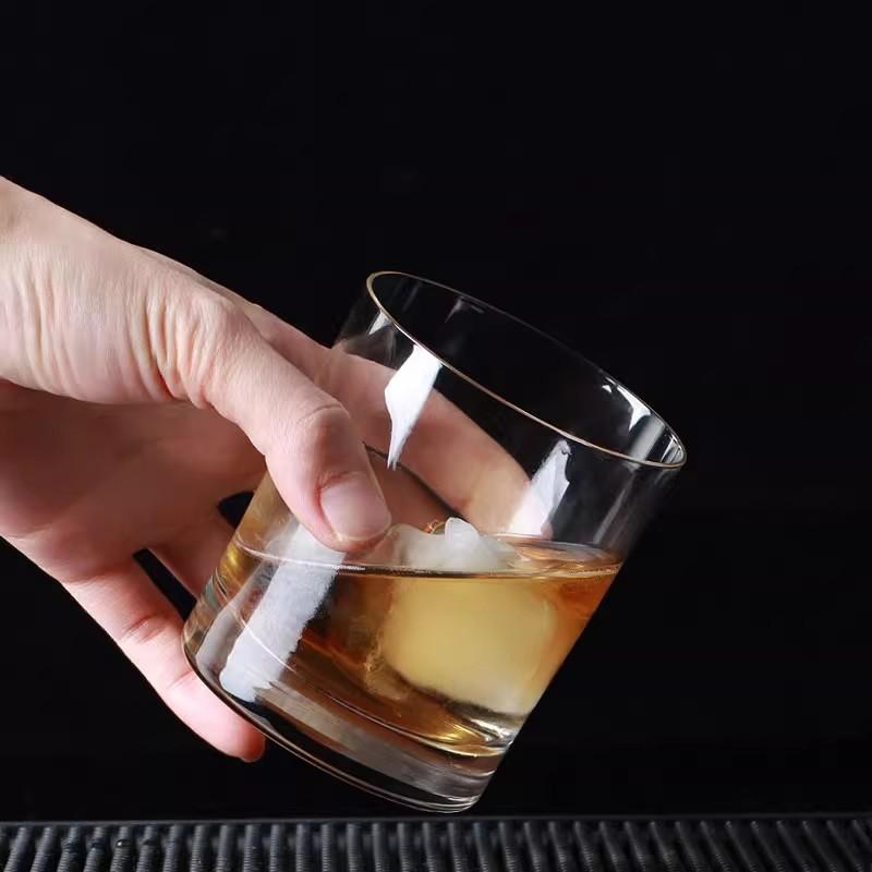 水晶玻璃威士忌杯酒吧调酒洋酒杯啤酒杯透明直身古典冰球杯洛克杯