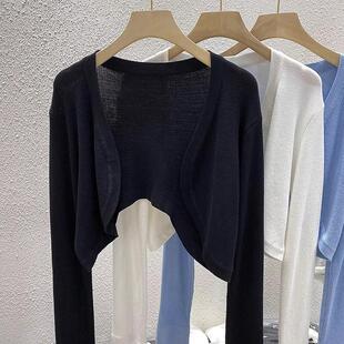 冰丝针织开衫薄款女秋冬大码胖mm显瘦小披肩吊带外搭防晒罩衫上衣