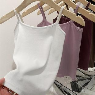 短款 2025夏季 修身 新款 上衣潮 纯欲风螺纹吊带背心女内搭纯色打底衫