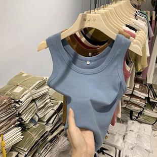 上衣 外穿螺纹白色吊带背心女夏季 2025新款 内搭打底防走光无袖 短款