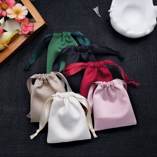 醋酸绸缎饰品收纳袋透气防尘首饰抽绳束口化妆品小布袋可定制LOGO