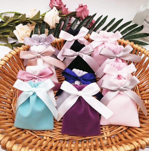 来图定制绒布束口收纳袋蓝彩阳