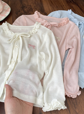 2026夏装女童宝宝婴儿蝴蝶结刺绣薄款防晒开衫外套空调衫儿童公主