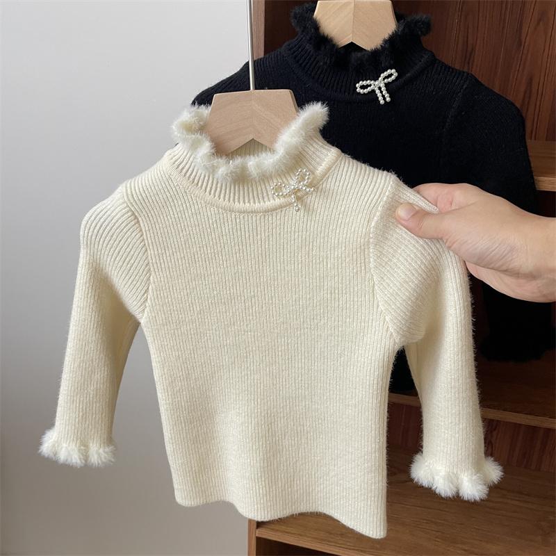 细毛线半高领一体绒打底毛衣冬季
