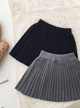 学院风女童百褶裙秋冬宝宝半身裙儿童针织短裙小女孩婴儿裙子洋气