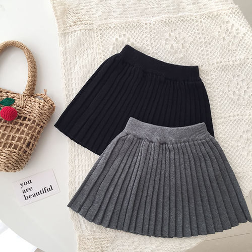 学院风女童百褶裙秋冬婴儿针织