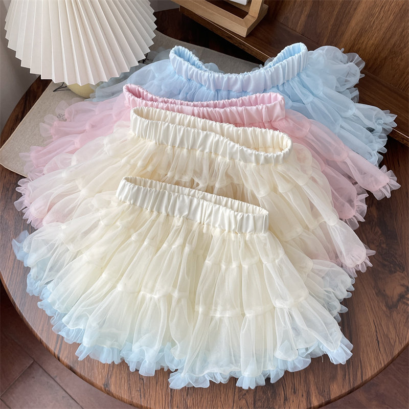 2024春夏新品公主时尚甜美彩色蛋糕裙女童宝宝儿童tutu裙半身纱裙
