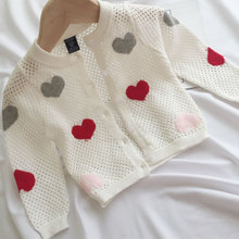 针织薄款 女童空调开衫 镂空外套婴儿春秋女宝宝儿童小童毛衣夏季