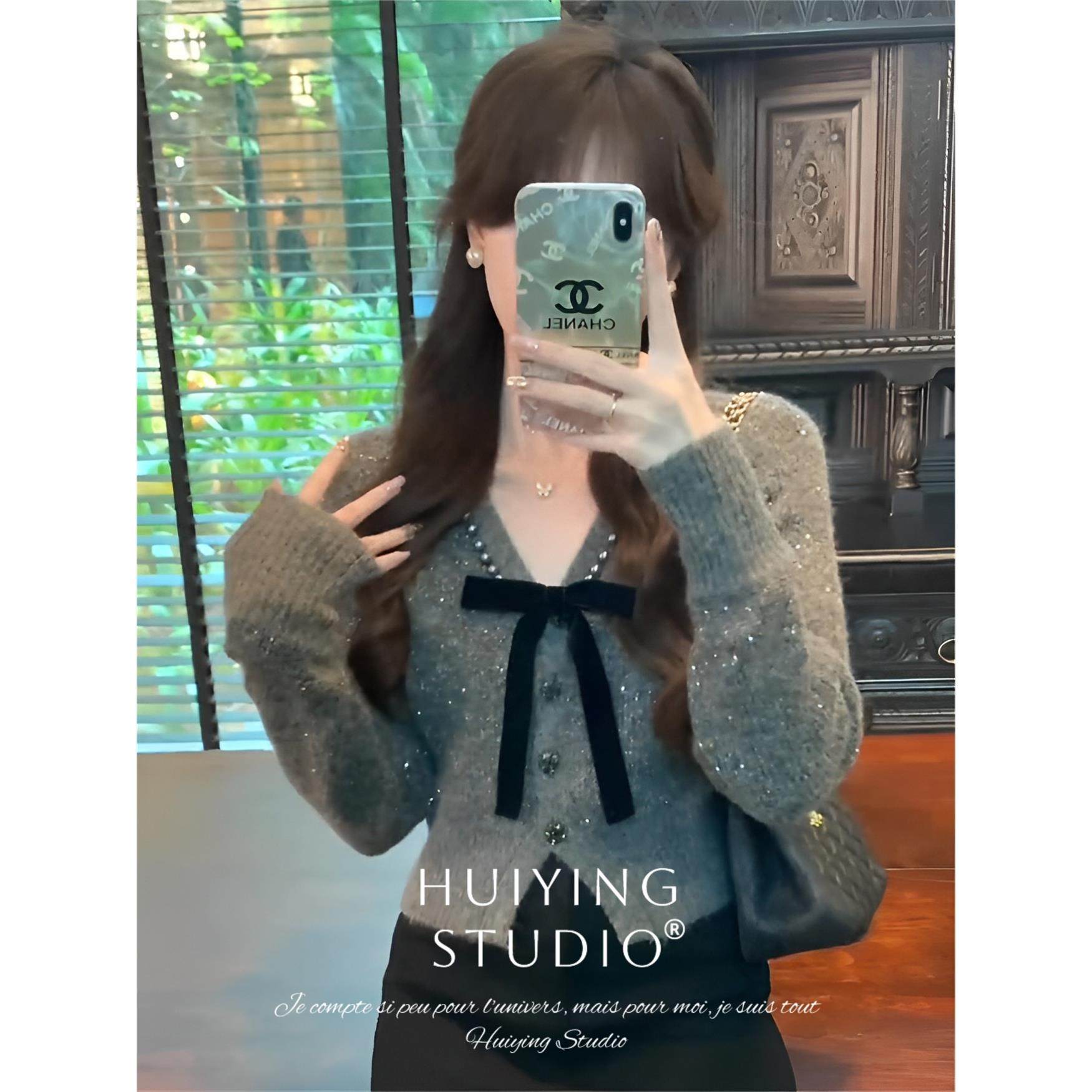 法式小香风超好看灰色蝴蝶结毛衣女早春2025春季新款加厚针织上衣,个性定制/设计服务/DIY,棉服工装,淘宝优惠券,粉丝福利购,淘宝优惠卷