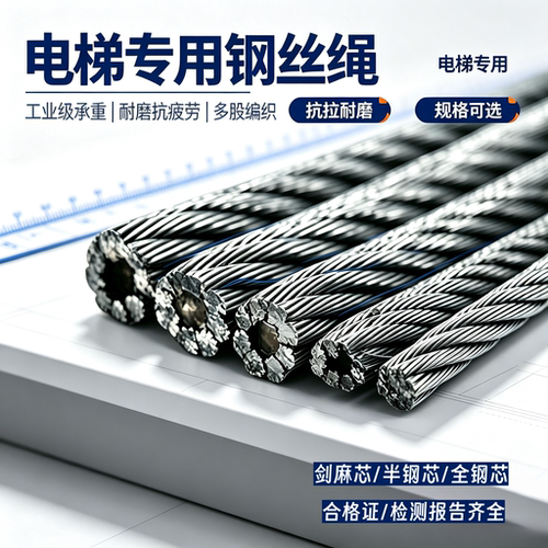 电梯专用钢丝绳6mm8mm10mm12mm主机曳引绳限速器绳钢芯麻芯16mm