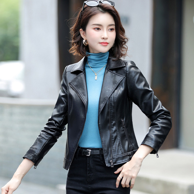 海宁真皮皮衣女短款羊皮夹克外套