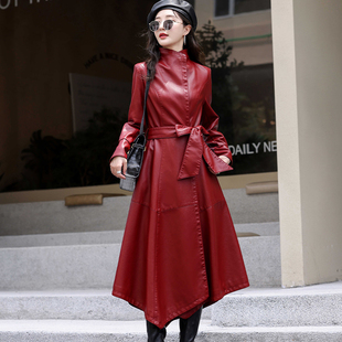 气质修身 海宁真皮皮衣外套女士秋季 过膝韩版 长款 绵羊皮皮风衣 新款