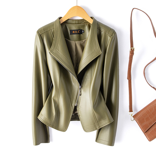 短款 海宁真皮小皮衣女修身 百搭机车绵羊皮夹克显瘦外套潮 新款 秋季