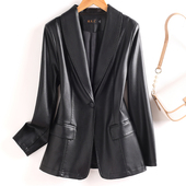 夹克通勤外套短款 宽松绵羊皮皮衣女显瘦海宁真皮西装 新款 2025秋季