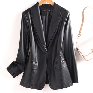 夹克通勤外套短款 宽松绵羊皮皮衣女显瘦海宁真皮西装 新款 2025秋季