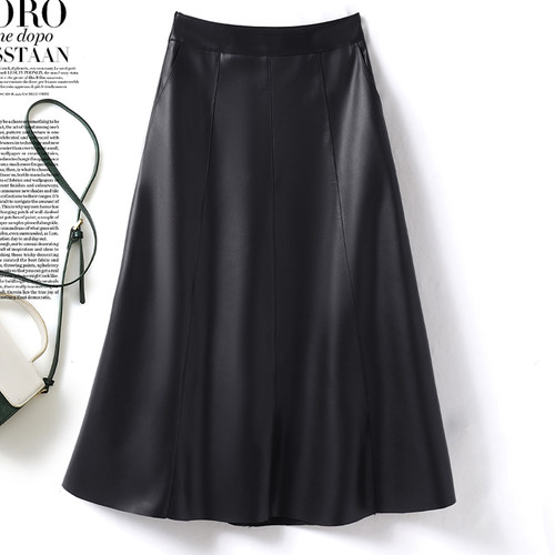 海宁真皮显瘦半身裙绵羊皮A字裙