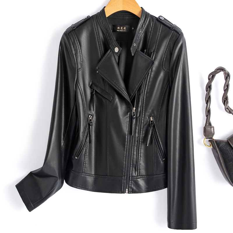 海宁真皮皮衣女短款机车羊皮外套
